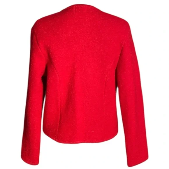 Laura Jean Vintage Red Boiled Wool Button Up Cardigan Women Size 14 - Picture 4 of 7